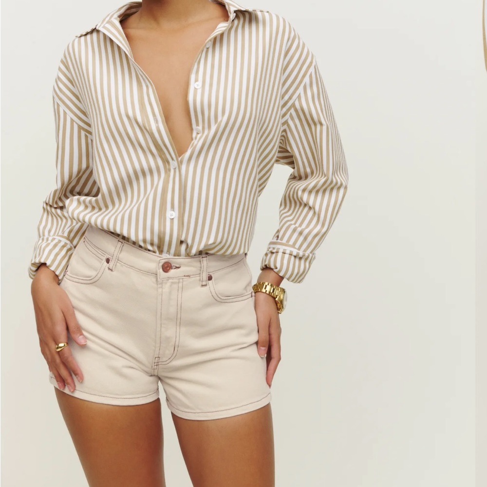 Reformation Cowboy High Rose Jean Short in Almond NWT 28”